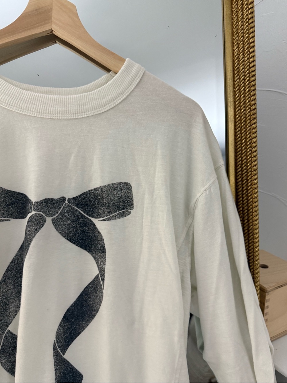 aerie Cream Ribbed-Neck Tee with Subtle Logo - Picture 6 of 16